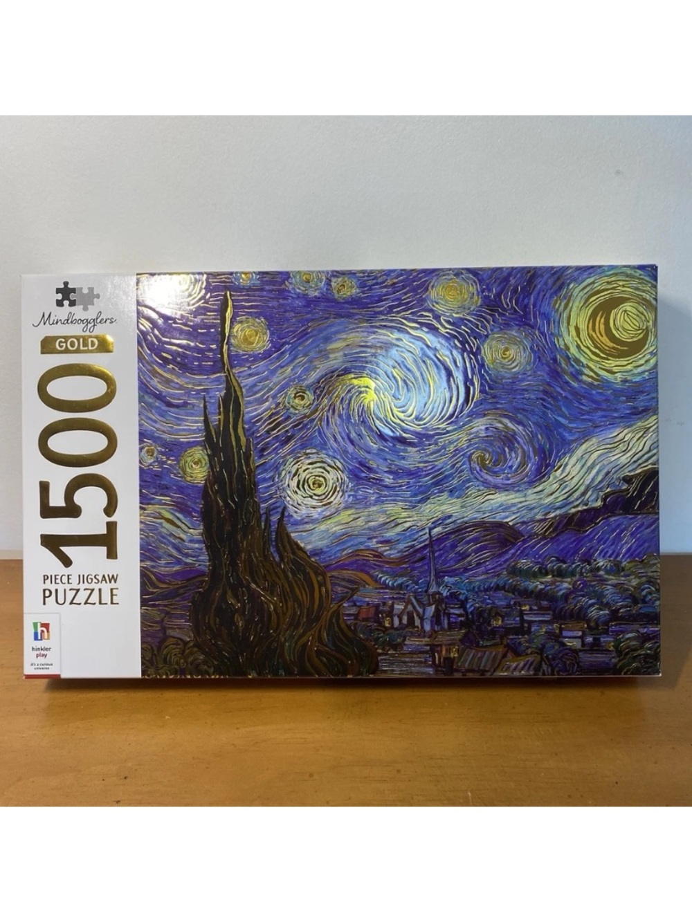 Hinkler Mindbogglers Gold Starry Night By Van Gogh 1500 Piece Jigsaw Puzzle New
